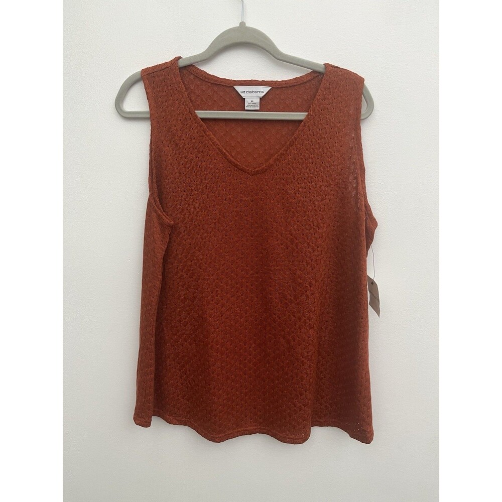 Liz Claiborne  Women’s Tank XL  Red V-Neck Sleeveless Wide Strap Safari Spice